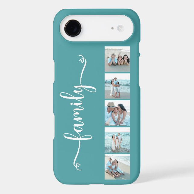 Script Family Photo Teal Case-Mate iPhone Case (Back)