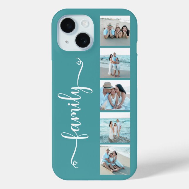 Script Family Photo Teal Case-Mate iPhone Case (Back)