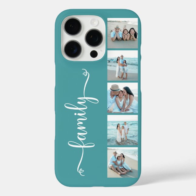 Script Family Photo Teal Case-Mate iPhone Case (Back)