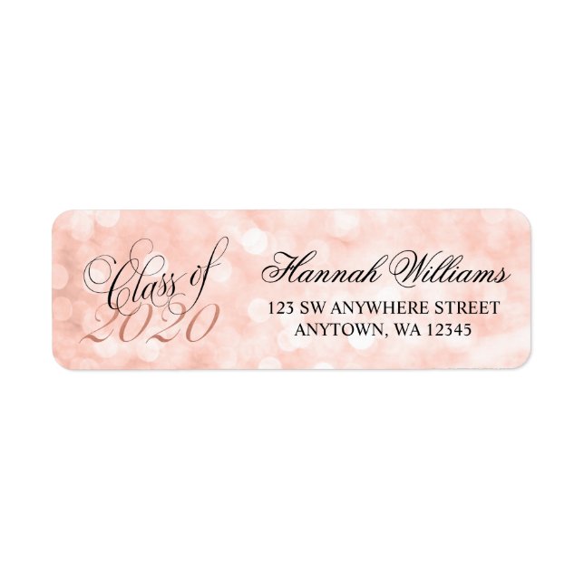 Script Faux Rose Gold 2020 Graduation Label (Front)