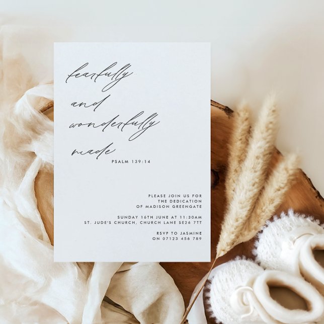 Script Fearfully & Wonderfully Made Dedication Invitation (Creator Uploaded)