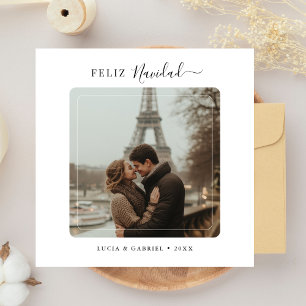 Script Feliz Navidad Couple Photo Christmas Holiday Card