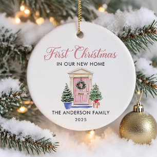 Script First Christmas At Our New Home Ceramic Ornament