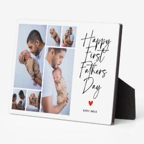Script First Father's Day Photo Collage Gift Plaque