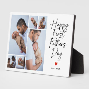 Script First Father's Day Photo Collage Gift Plaque
