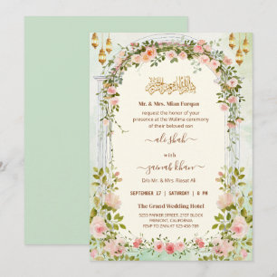 Script Floral Arch Walima Islamic Wedding   Invitation