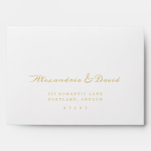 Script Floral Roses Wedding White Envelope Liner