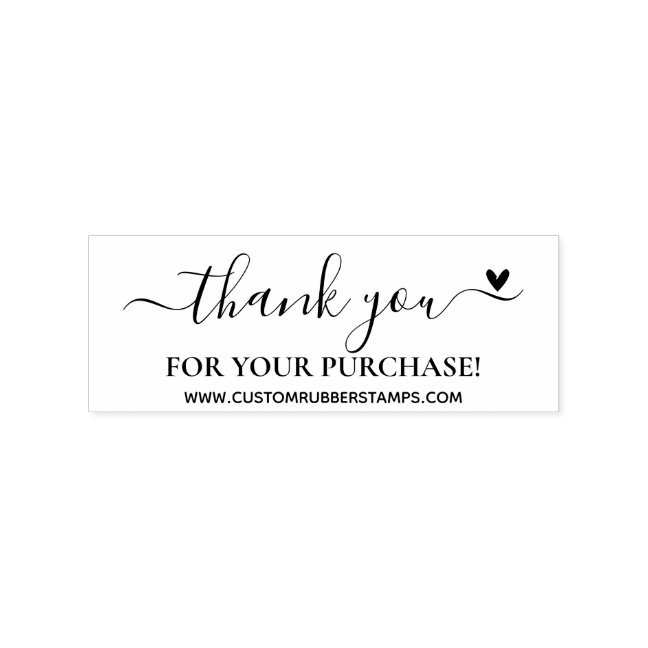 Script Flourish Thank you for purchase heart Rubber Stamp