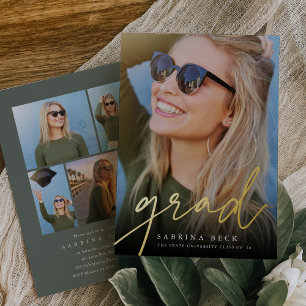 Script Foil Photo Graduation Announcement & Invite
