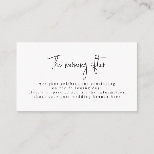 Script Font Black  White Post Wedding Brunch  Enclosure Card