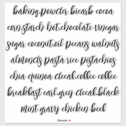 Script font food and beverage titles sticker