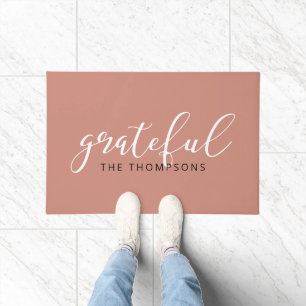 Script Font Grateful Name Doormat
