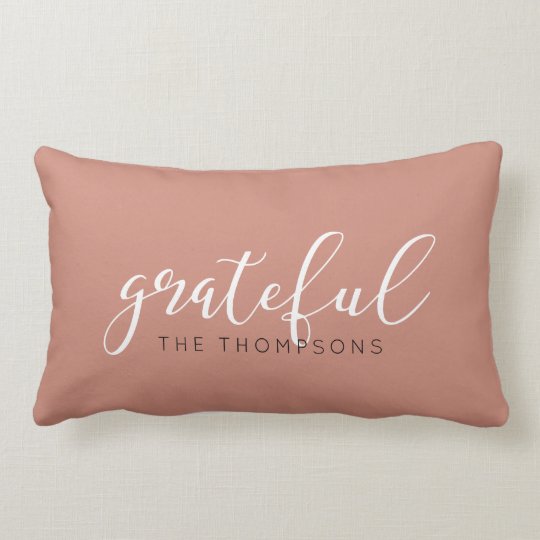 Script Font Grateful Name Lumbar Pillow
