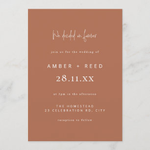 Script Font Modern Wedding Copper Color Block Invitation