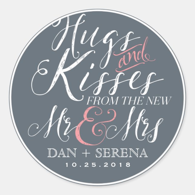 Script Font New Mr and Mrs Wedding Favor Sticker (Front)