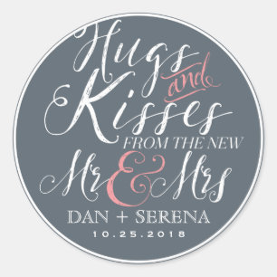 Script Font New Mr and Mrs Wedding Favor Sticker