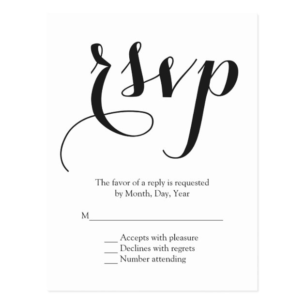 Script Font RSVP Postcard