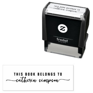 Script Font This book belongs to Library Self-inking Stamp