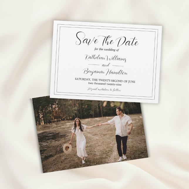 Script Formal Black And White Photo Wedding Save The Date (Script Formal Black And White Photo Wedding Save The Date
)