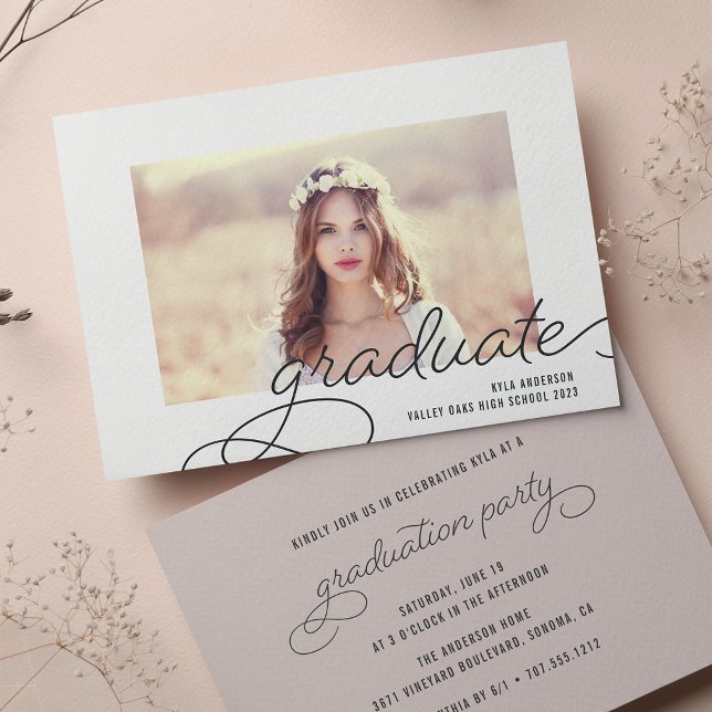 Script Frame | Photo Graduation Party Invitation (Creator Uploaded)