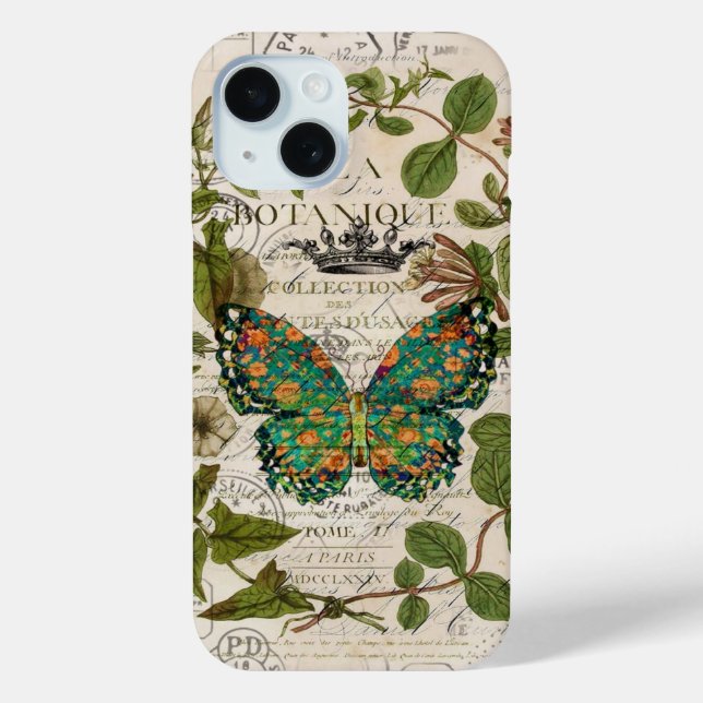 script french country botanical monarch butterfly Case-Mate iPhone case (Back)