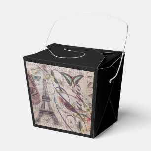 Script French country butterfly Paris Eiffel Tower Favor Boxes