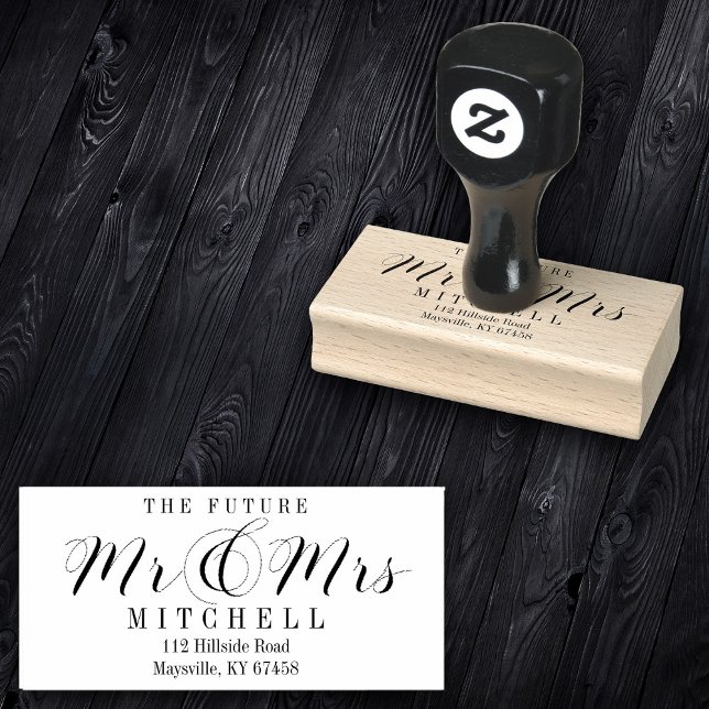 Script Future Mr. and Mrs. Return Address Rubber Stamp (Creator Uploaded)