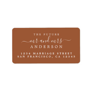 Script Future Mr Mrs TerraCotta Return Address Label