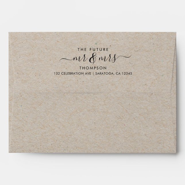 Script Future Mrs and Mr Return Address Kraft Envelope (Back (Top Flap))