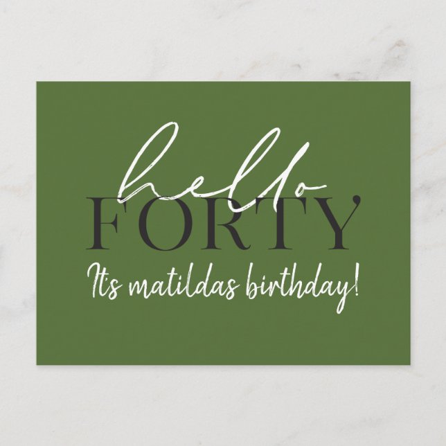 Script & geometric 40th birthday invitation (Front)