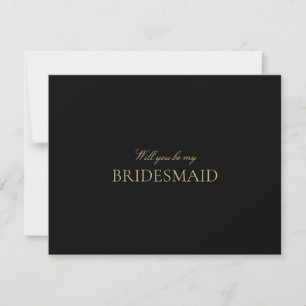 Script Gold & Black Bridesmaid Proposal Card