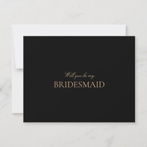 Script Gold  Black Bridesmaid Proposal Card  