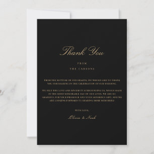Script Gold & Black Thank you Card