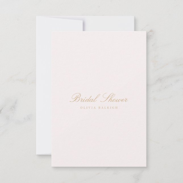 Script Gold & Blush Pink Bridal Shower Invitation (Front)