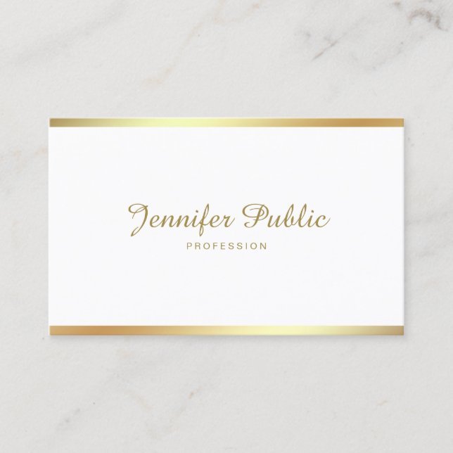 Script Gold Calligraphy Modern Sophisticated Plain Business Card (Front)