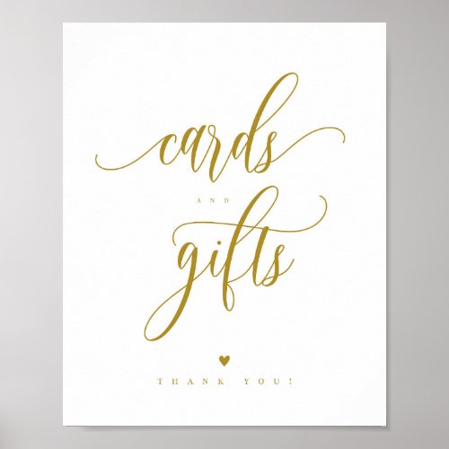 Script Gold Cards and Gifts Sign 8x10 