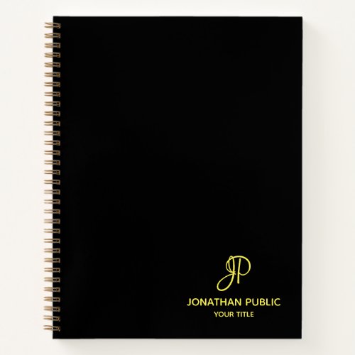 Script Gold Monogram Initial Professional Business Notebook