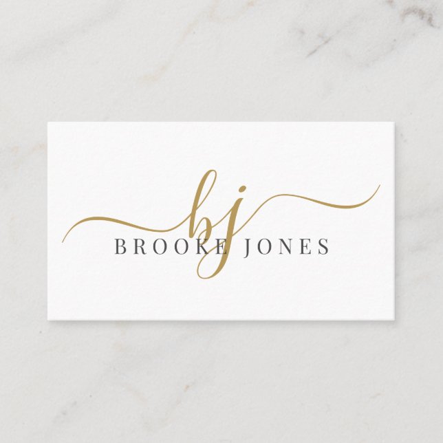Script Gold Monogram Initials Name Calling Card (Front)