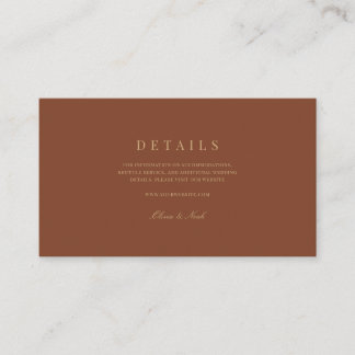 Script Gold & Terracotta Wedding Details  Enclosure Card