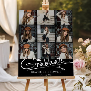 Script Graduate 9 photo grid Graduation Welcome Foam Board