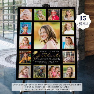Script Graduate Black Gold 15 Photo Collage Foam Board