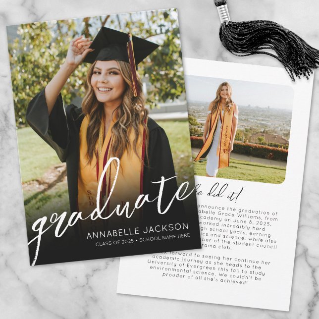 Script Graduate Simple Photo Graduation Announcement (Script Graduate Simple Photo Graduation Announcement )