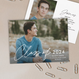 Script Graduating Class Photo Graduation  Invitation