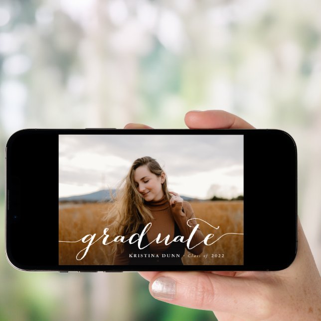 Script Graduation 2-sided Photo Party Invitation (Front Digital)