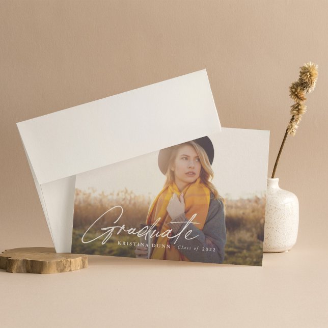 Script Graduation 2-sided Photo Party Invitation (Creator Uploaded)