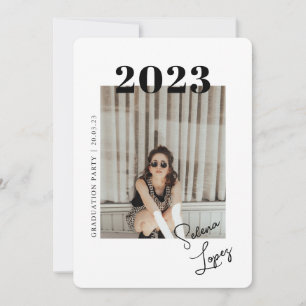 Script Graduation 2-sided Photo Portrait Party In Invitation