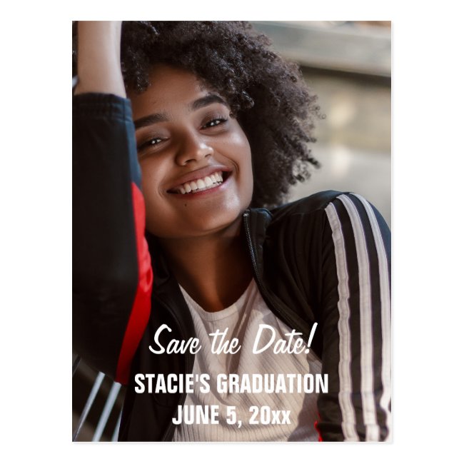 Script Graduation Save the Date Photo Postcard