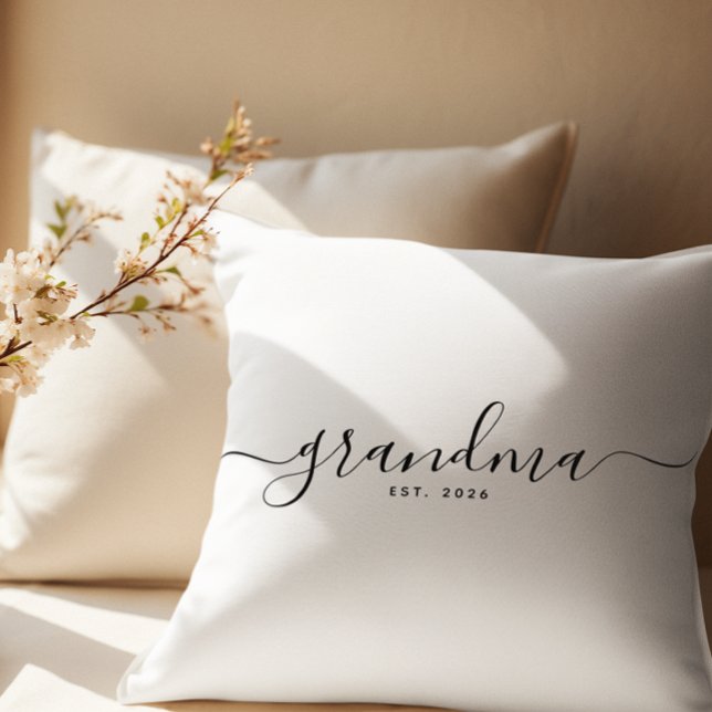 Script Grandma Est Year Mother's Day Gift Throw Pillow (Creator Uploaded)