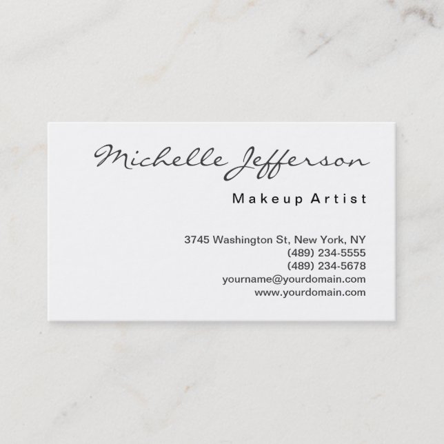 Script Gray Black White Gray Business Card (Front)
