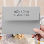 Script Gray Wedding Return Address Envelope<br><div class="desc">Chic, modern and simple wedding return address envelope with your names in off-black elegant handwritten script calligraphy on a gray background. Simply add your names and address. Exclusively designed for you by Happy Dolphin Studio. If you need any help or matching products please contact us at through our store chat....</div>